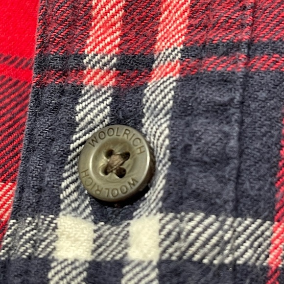 Woolrich Men’s Plaid Flannel Button Down Shirt Red White Blue XXL - Picture 3 of 5